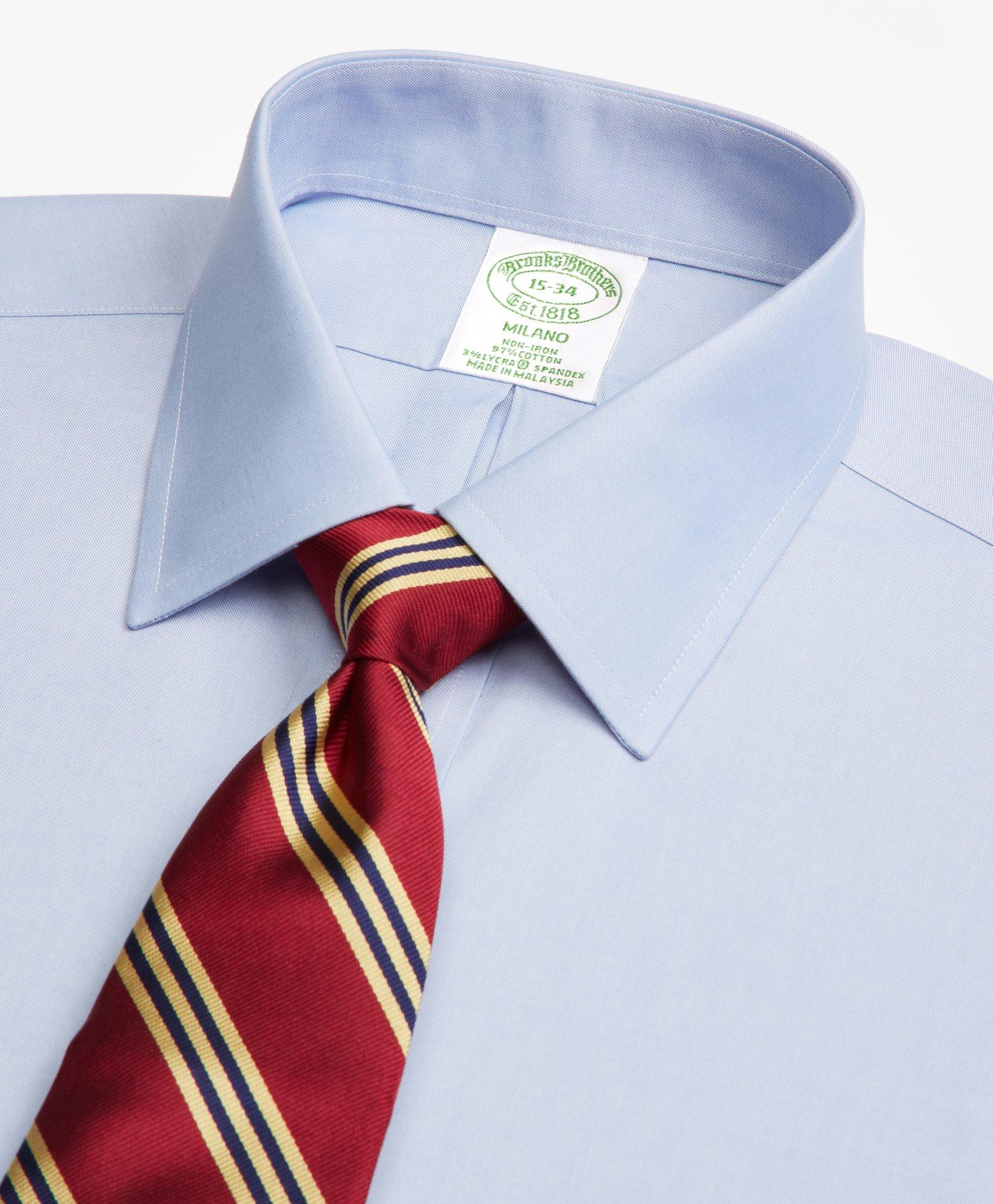 Stretch Milano Slim-Fit Dress Shirt, Non-Iron Spread Collar