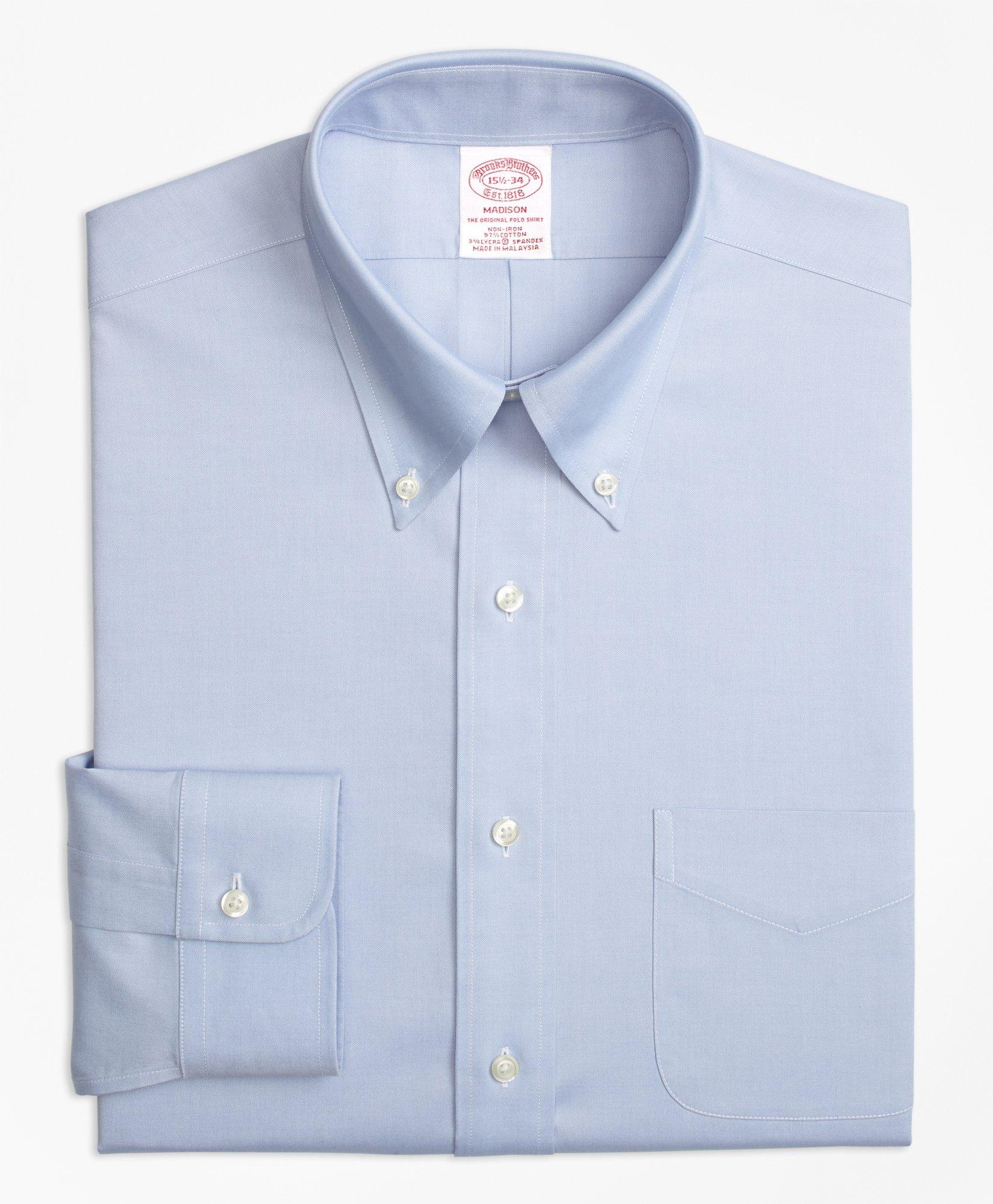 Stretch Madison Relaxed-Fit Dress Shirt, Non-Iron Pinpoint Button-Down ...