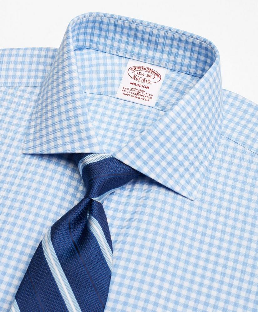 Stretch Madison Relaxed-Fit Dress Shirt, Non-Iron Royal Oxford Gingham, image 2