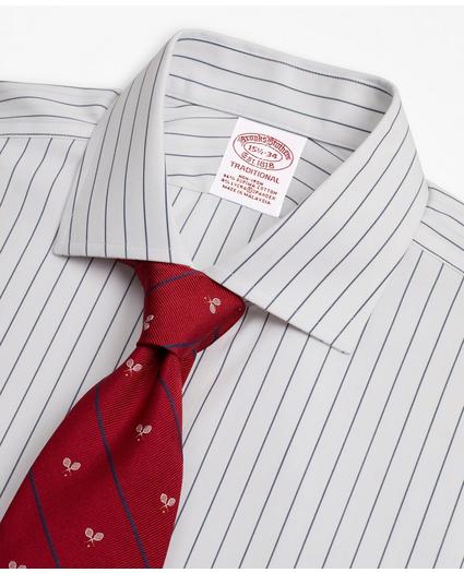 Stretch Traditional Extra-Relaxed-Fit Dress Shirt, Non-Iron Pinstripe, image 2