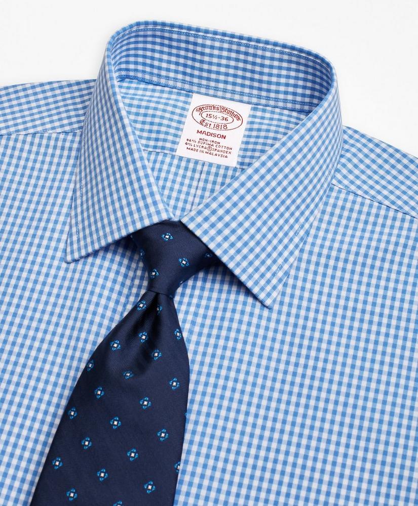 Stretch Madison Relaxed-Fit Dress Shirt, Non-Iron Gingham, image 2