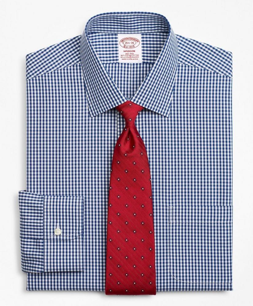 Stretch Madison Relaxed-Fit Dress Shirt, Non-Iron Gingham, image 1