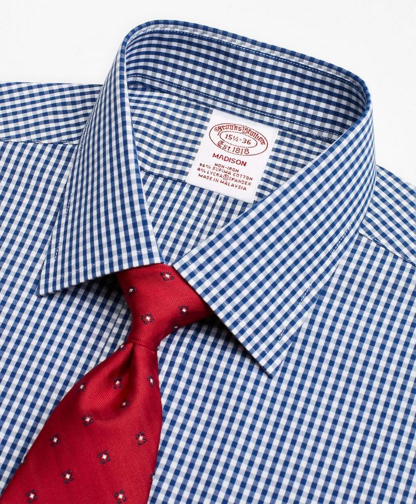 Stretch Madison Relaxed-Fit Dress Shirt, Non-Iron Gingham, image 2