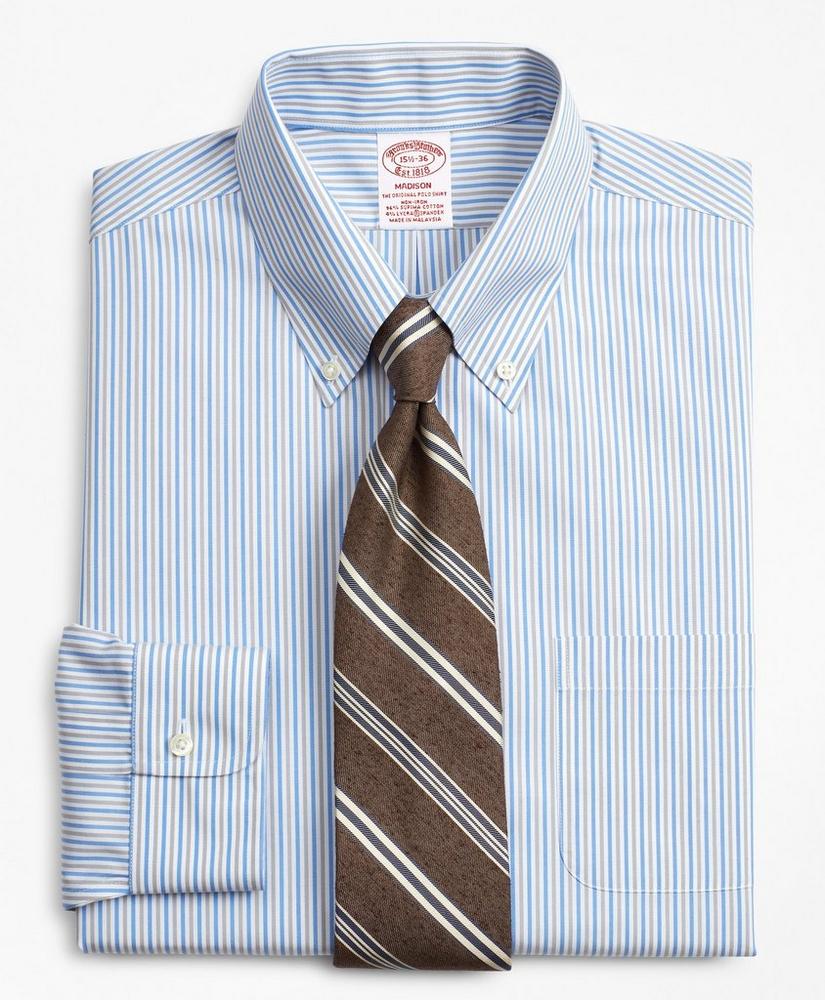 Stretch Madison Relaxed-Fit Dress Shirt, Non-Iron Alternating Stripe, image 1