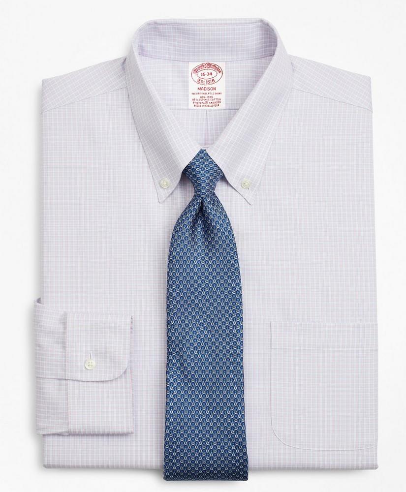 Stretch Madison Relaxed-Fit Dress Shirt, Non-Iron Micro-Check, image 1
