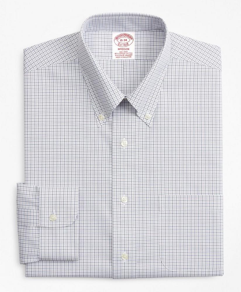 Stretch Madison Relaxed-Fit Dress Shirt, Non-Iron Grid Check, image 4