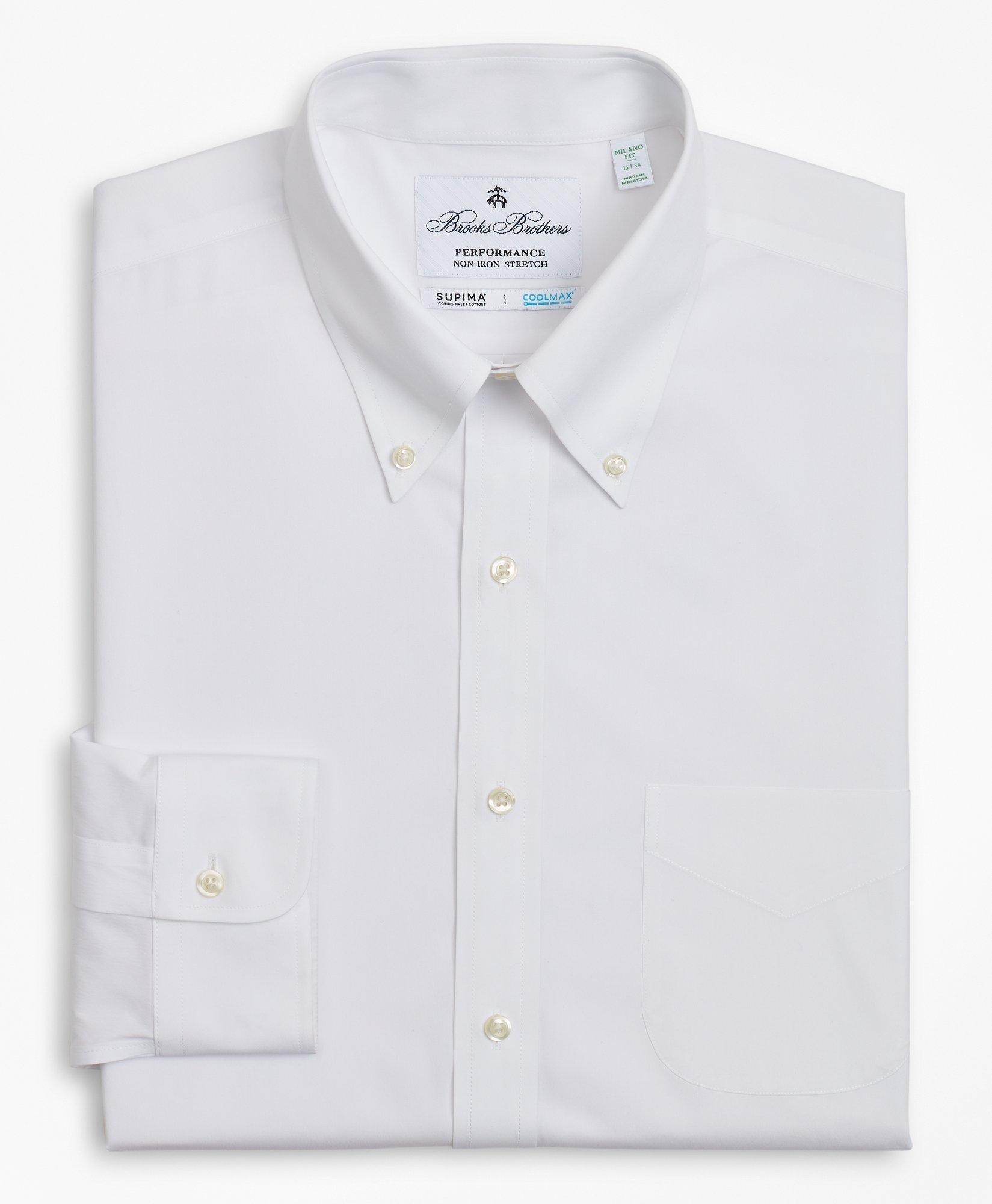 Milano Slim Fit Dress Shirt Performance Non Iron with COOLMAX Button Down Collar Twill