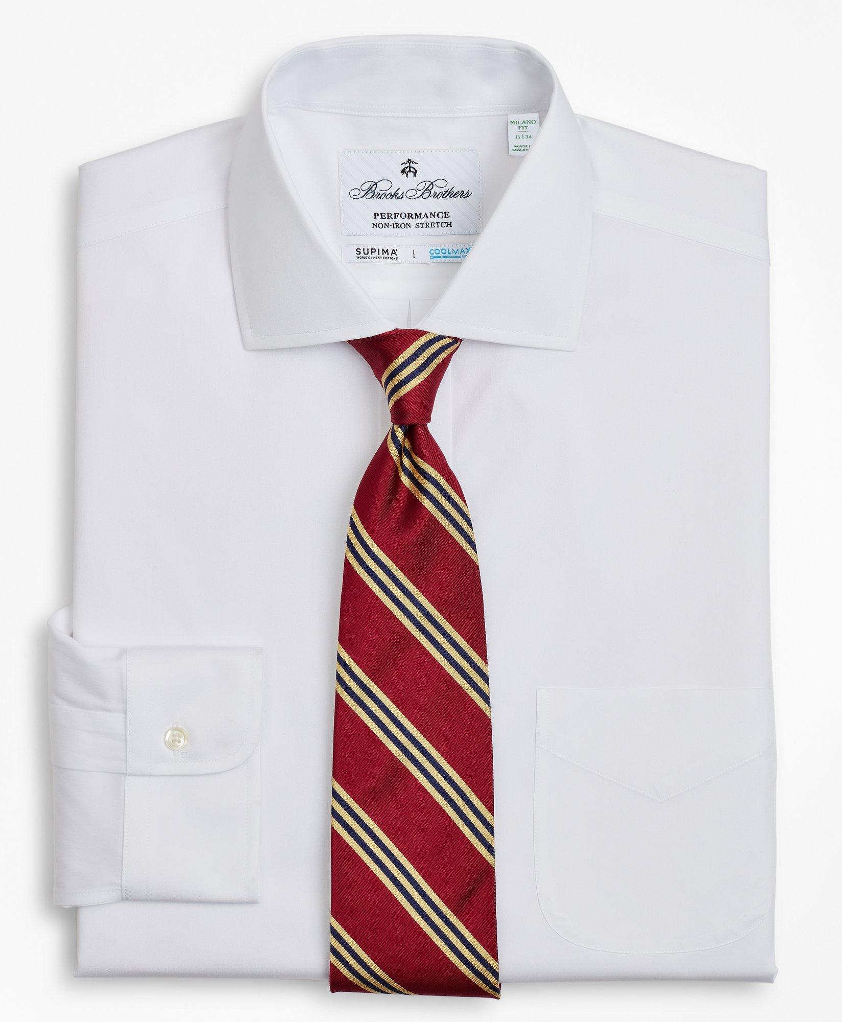 Milano Slim Fit Dress Shirt, Performance Non-Iron with COOLMAX®, English  Spread Collar Twill