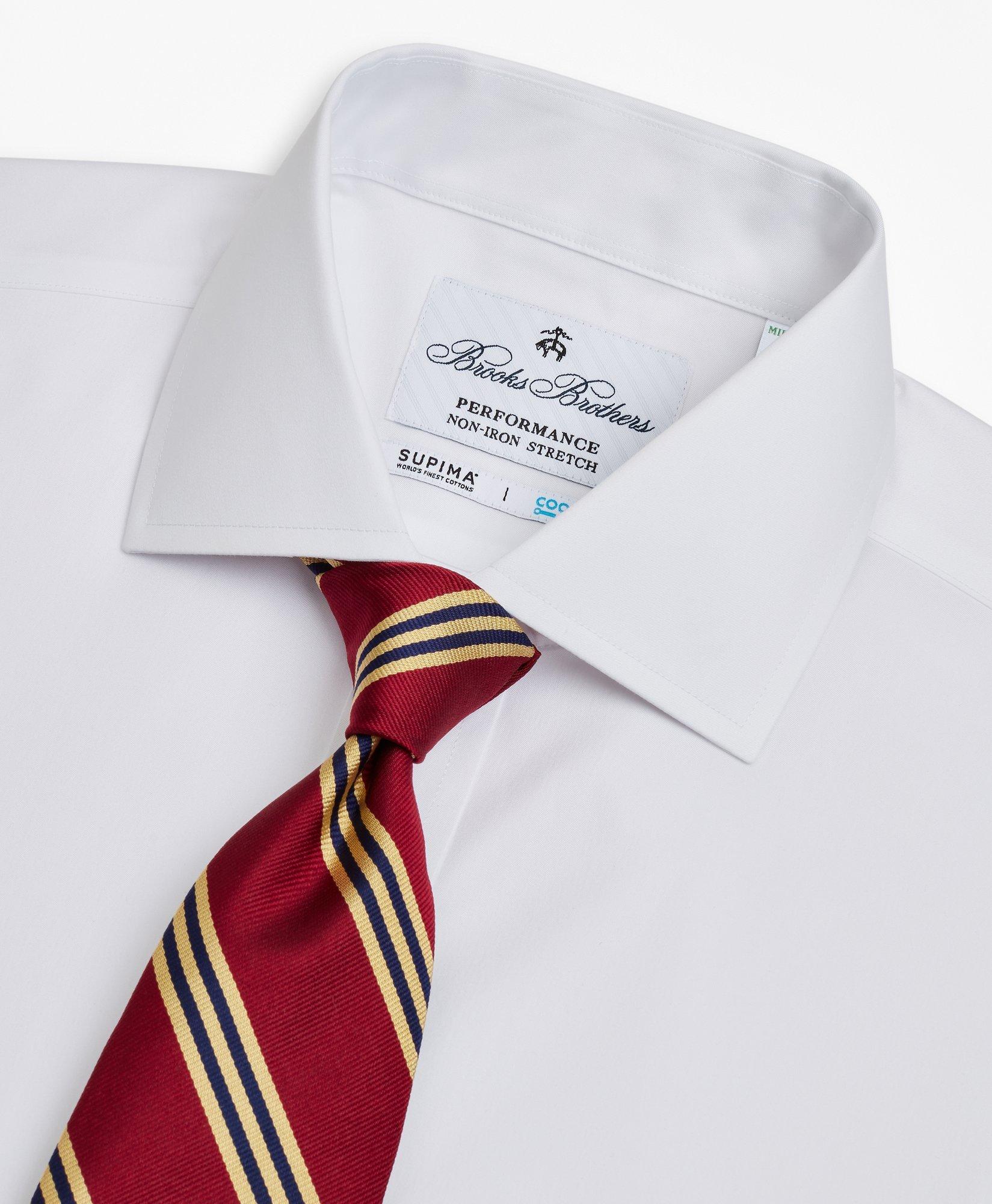 Stretch Milano Slim-Fit Dress Shirt, Non-Iron Twill English Collar Bold  Stripe