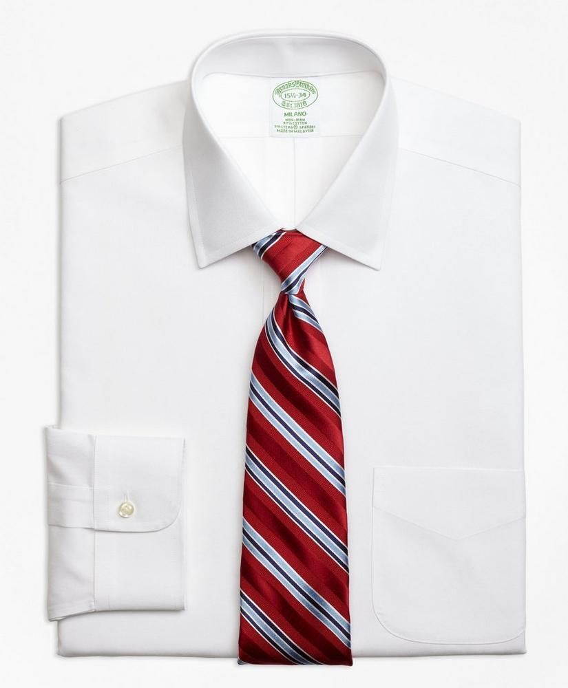 Stretch Milano Slim-Fit Dress Shirt, Non-Iron Pinpoint Spread Collar, image 1