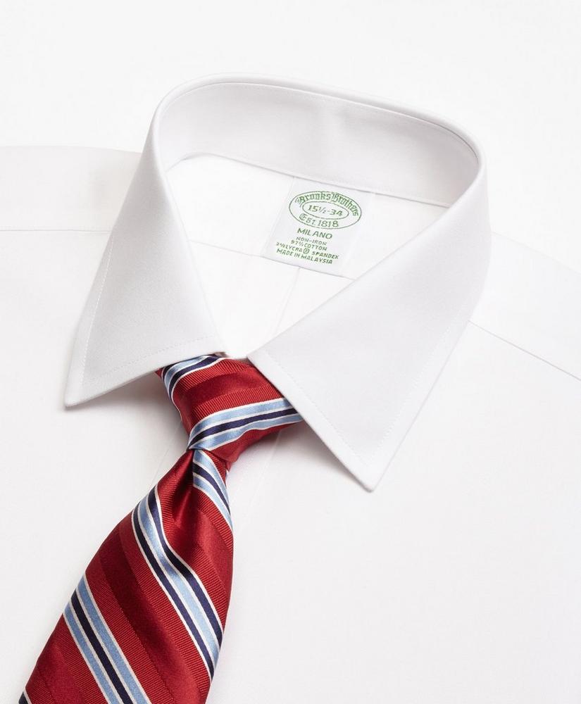 Stretch Milano Slim-Fit Dress Shirt, Non-Iron Pinpoint Spread Collar, image 2