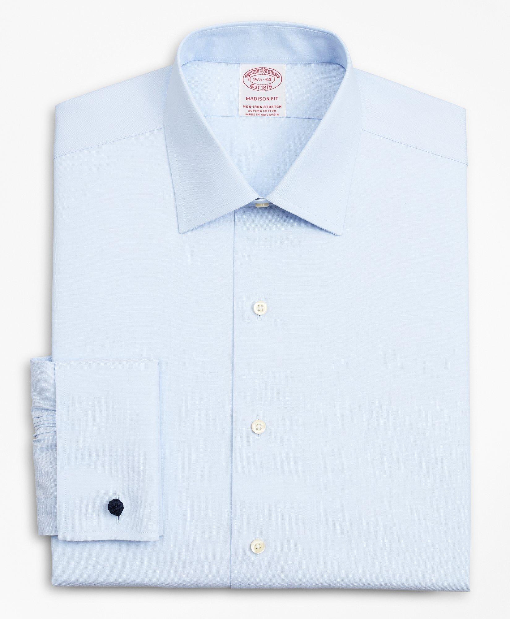 Stretch Madison Relaxed-Fit Dress Shirt, Non-Iron Pinpoint Ainsley Collar  French Cuff