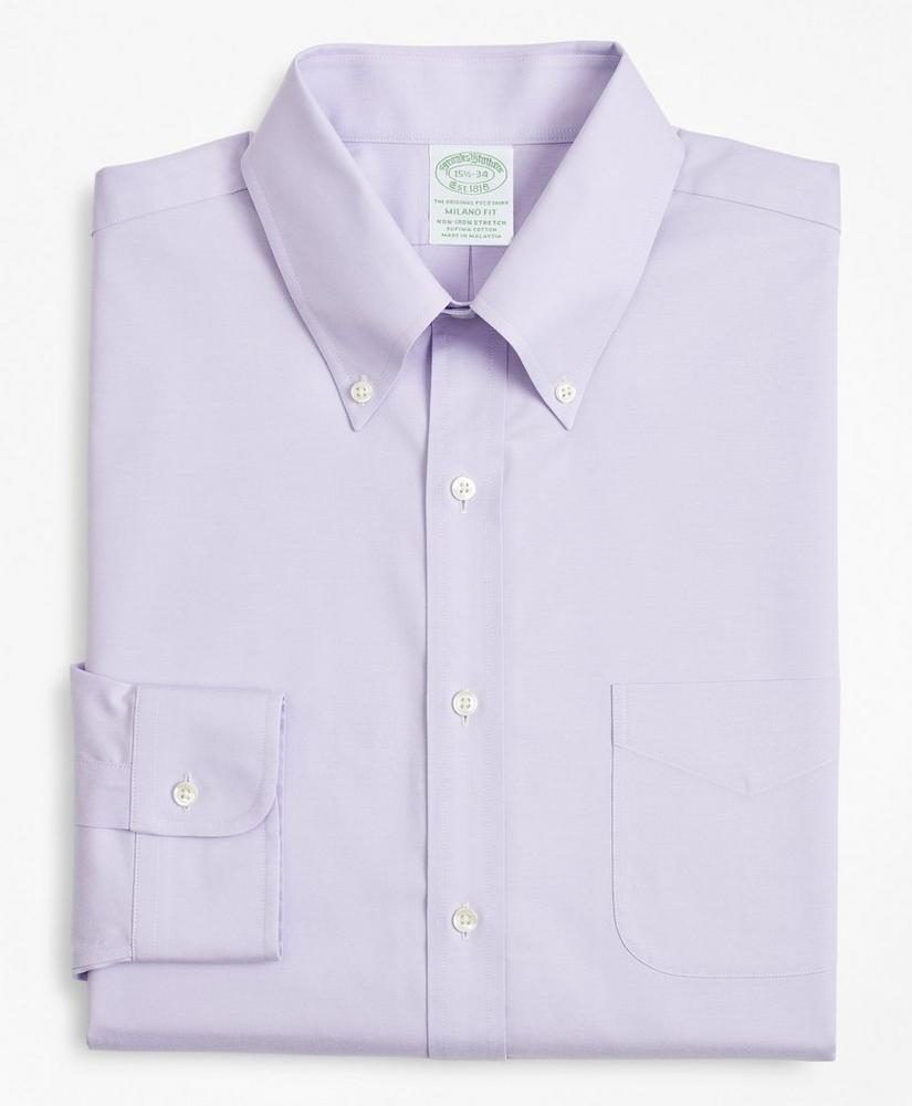 Stretch Milano Slim-Fit Dress Shirt, Non-Iron Pinpoint Button-Down Collar, image 4