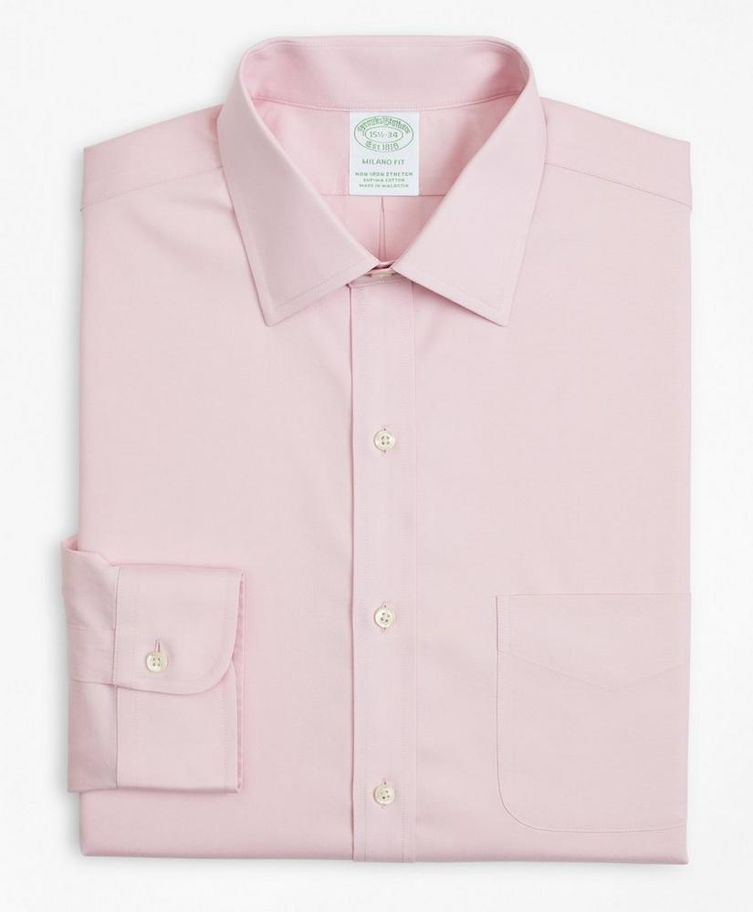 Stretch Milano Slim-Fit Dress Shirt, Non-Iron Pinpoint Ainsley Collar, image 4