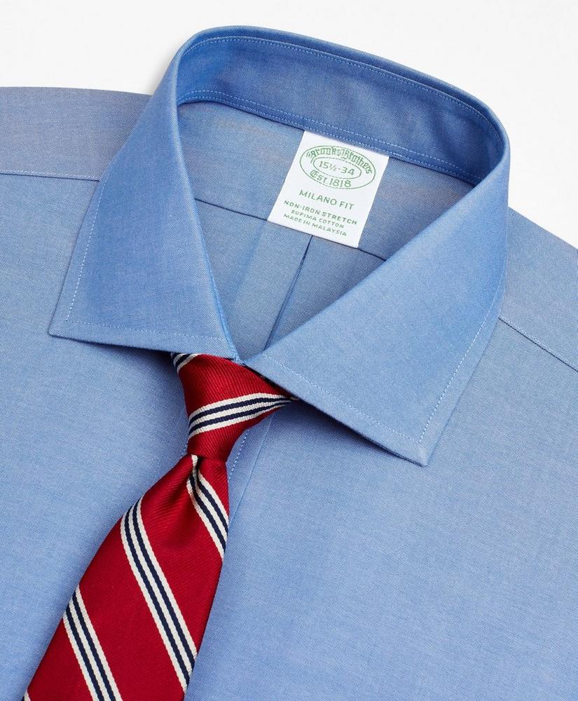 Stretch Milano Slim-Fit Dress Shirt, Non-Iron Pinpoint English Collar, image 2