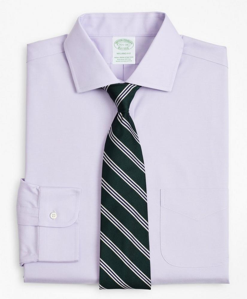 Stretch Milano Slim-Fit Dress Shirt, Non-Iron Pinpoint English Collar, image 1