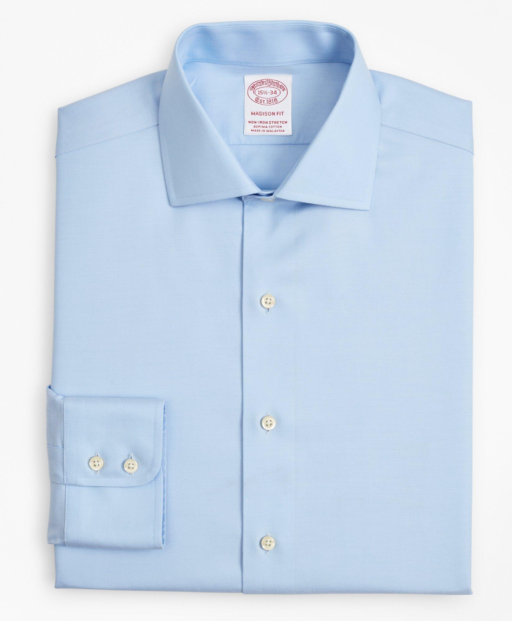 Stretch Madison Relaxed-Fit Dress Shirt, Non-Iron Twill English Collar, image 4