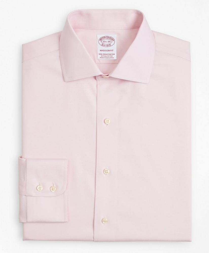 Stretch Madison Relaxed-Fit Dress Shirt, Non-Iron Twill English Collar, image 4