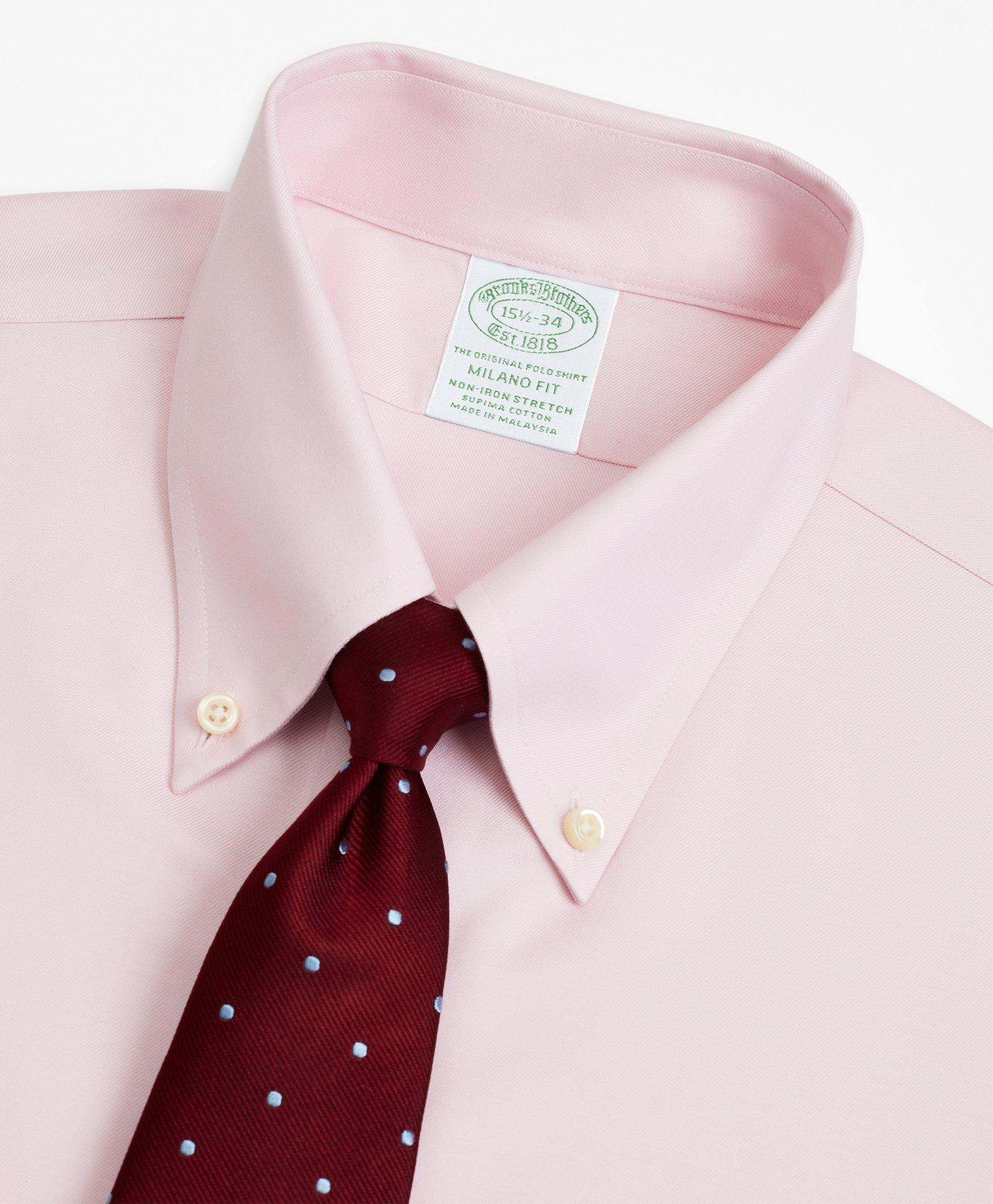 Stretch Milano Slim-Fit Dress Shirt, Non-Iron Twill Button-Down Collar