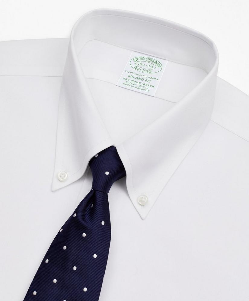 Stretch Milano Slim-Fit Dress Shirt, Non-Iron Twill Button-Down Collar, image 2