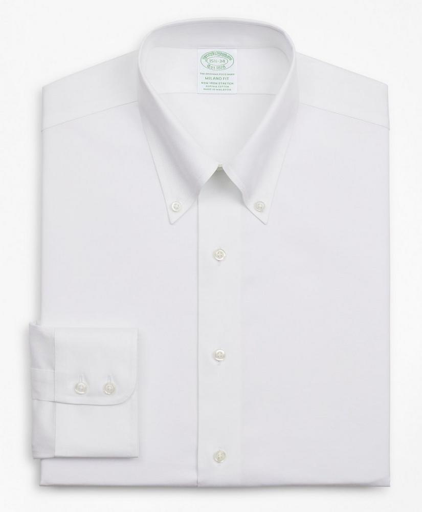 Stretch Milano Slim-Fit Dress Shirt, Non-Iron Twill Button-Down Collar, image 4