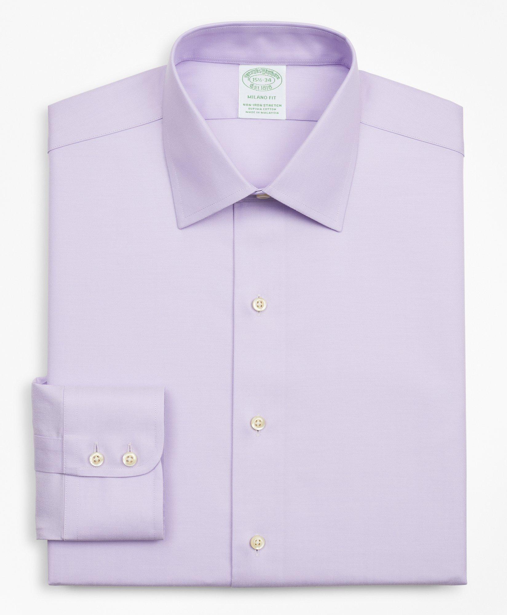 Stretch Milano Slim-Fit Dress Shirt, Non-Iron Twill Ainsley Collar