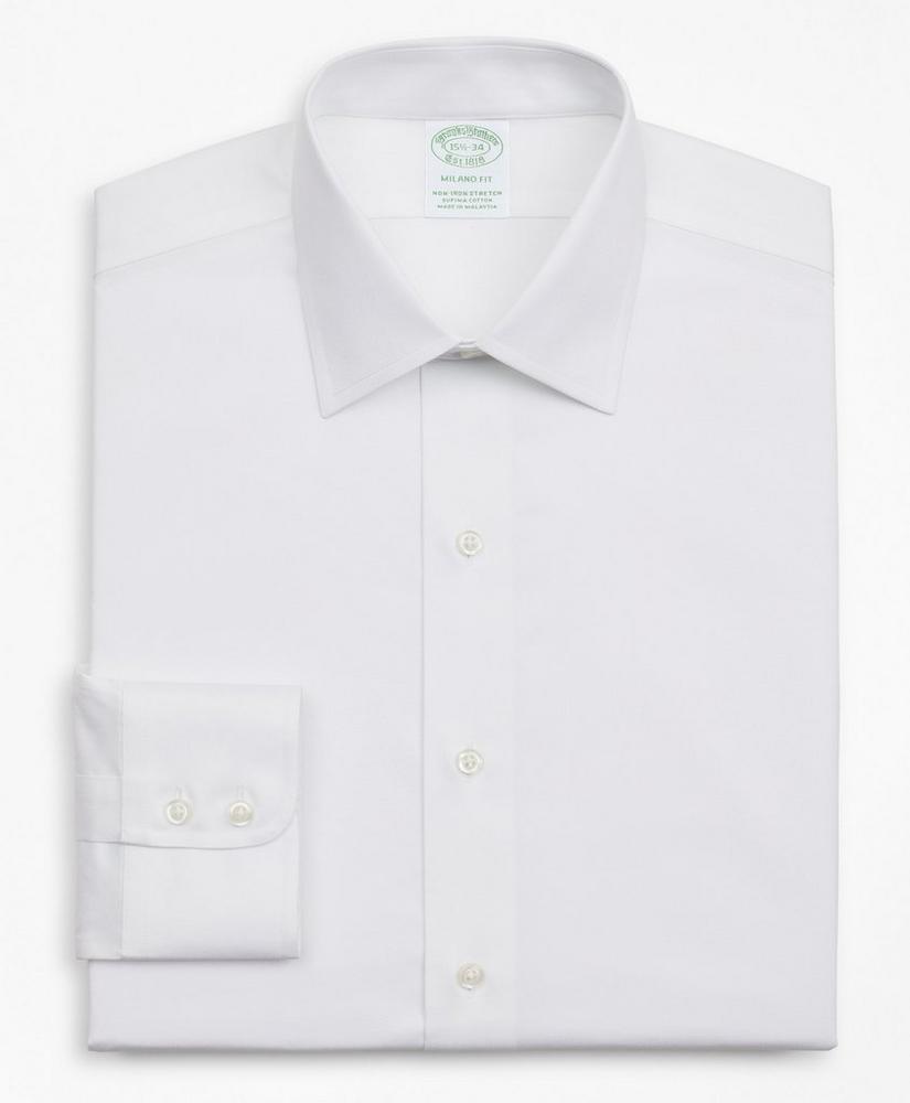 Stretch Milano Slim-Fit Dress Shirt, Non-Iron Twill Ainsley Collar, image 4