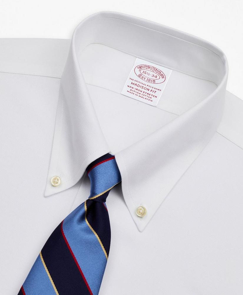 Stretch Madison Relaxed-Fit Dress Shirt, Non-Iron Royal Oxford Button-Down Collar, image 2