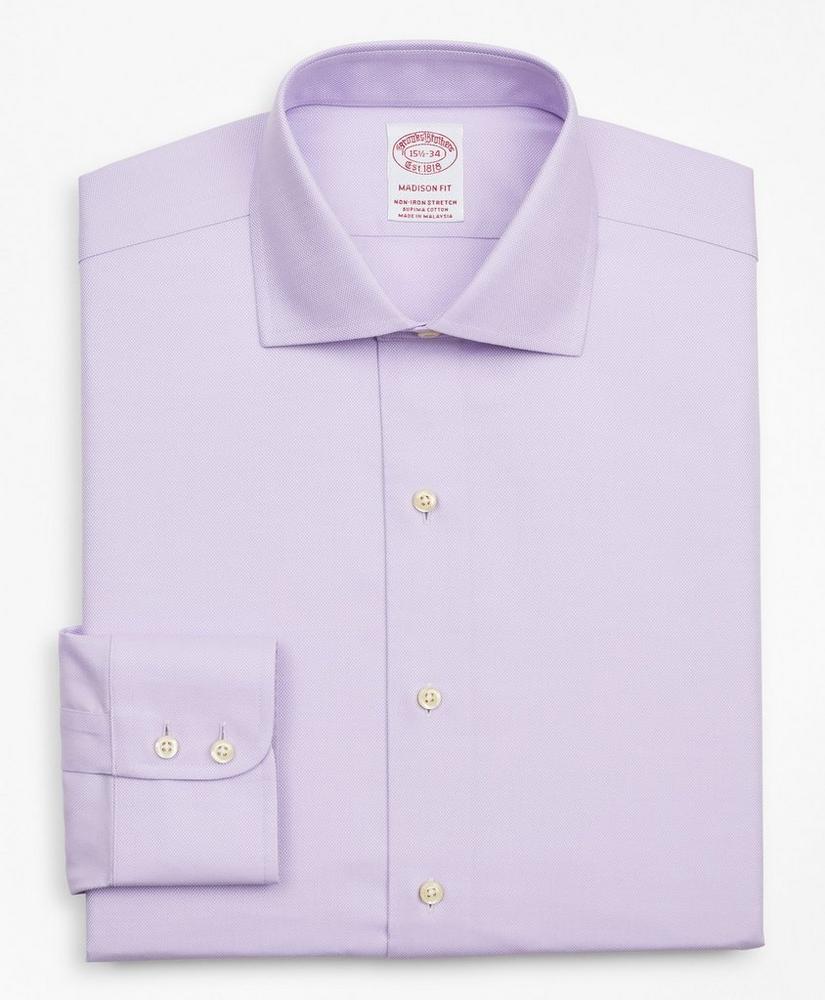 Stretch Madison Relaxed-Fit Dress Shirt, Non-Iron Royal Oxford English Collar, image 4