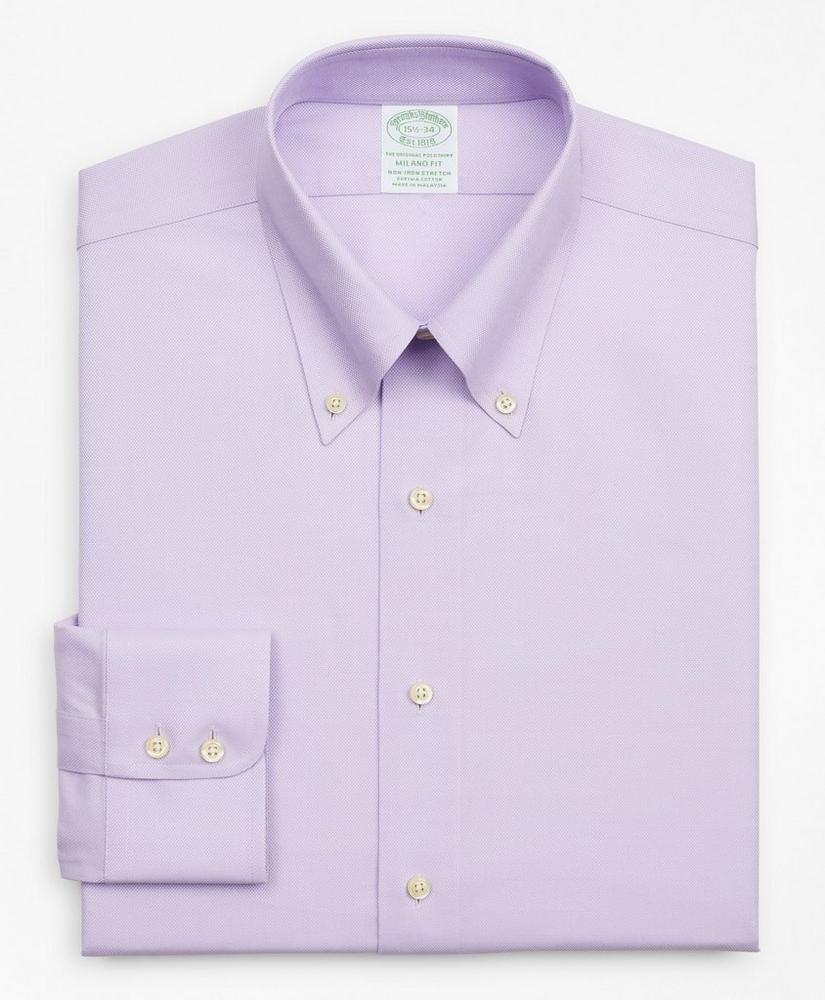 Stretch Milano Slim-Fit Dress Shirt, Non-Iron Royal Oxford Button-Down Collar, image 4