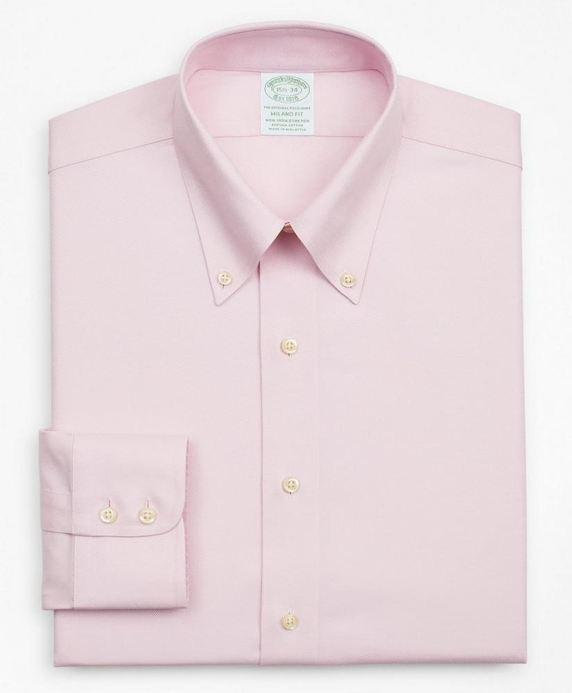 Stretch Milano Slim-Fit Dress Shirt, Non-Iron Royal Oxford Button-Down Collar, image 4
