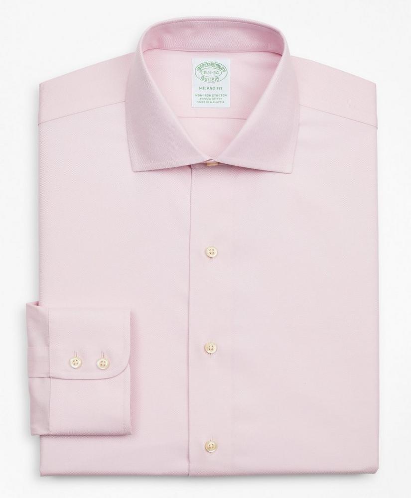 Stretch Milano Slim-Fit Dress Shirt, Non-Iron Royal Oxford English Collar, image 4