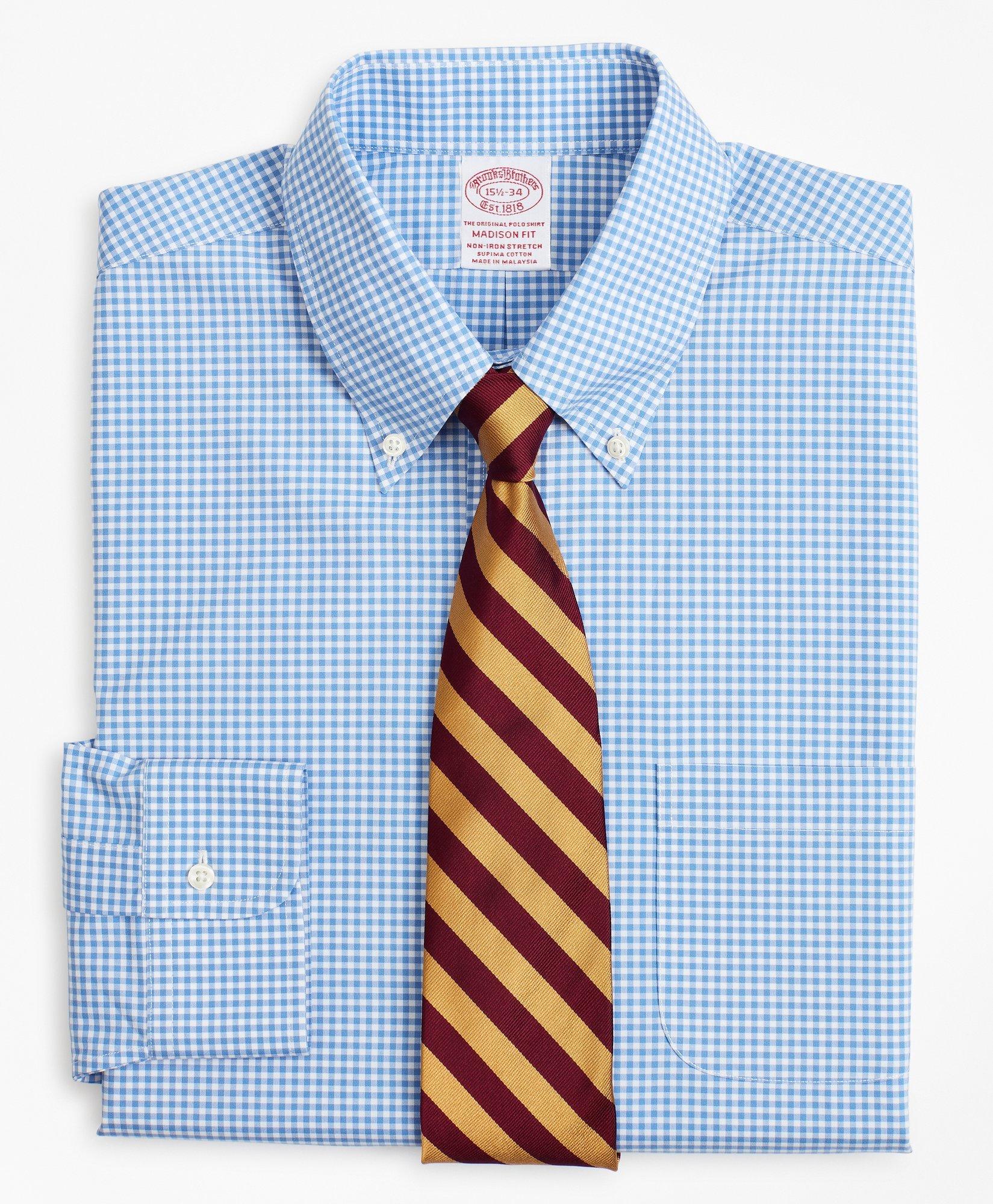 Stretch Madison Relaxed-Fit Dress Shirt, Non-Iron Poplin Button-Down ...