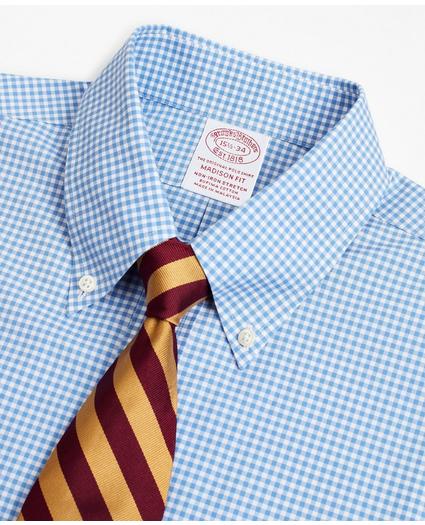 Stretch Madison Relaxed-Fit Dress Shirt, Non-Iron Poplin Button-Down Collar Gingham, image 2