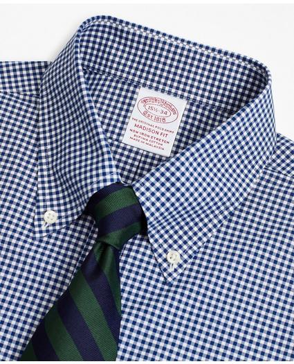 Stretch Madison Relaxed-Fit Dress Shirt, Non-Iron Poplin Button-Down Collar Gingham, image 2