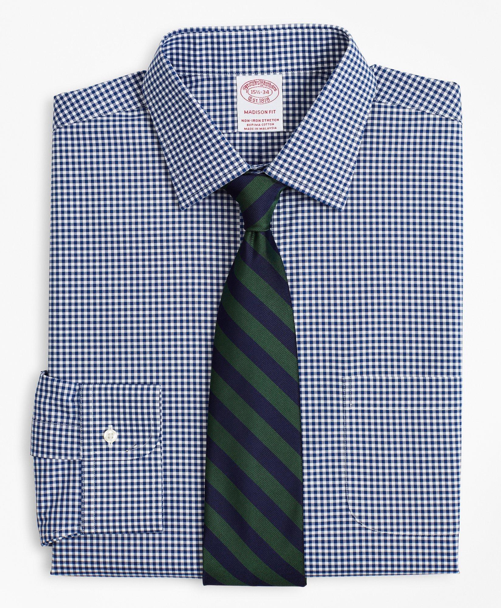 Stretch Madison Relaxed-Fit Dress Shirt, Non-Iron Poplin Ainsley Collar  Gingham