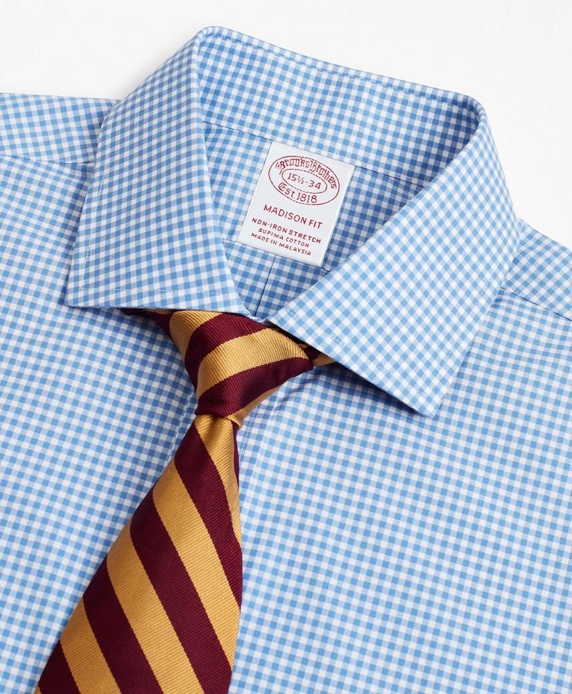 Stretch Madison Relaxed-Fit Dress Shirt, Non-Iron Poplin English Collar Gingham, image 2