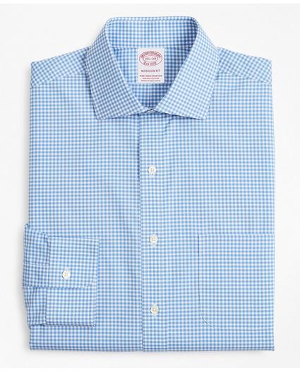 Stretch Madison Relaxed-Fit Dress Shirt, Non-Iron Poplin English Collar Gingham, image 4