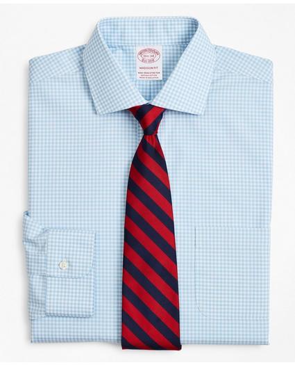 Stretch Madison Relaxed-Fit Dress Shirt, Non-Iron Poplin English Collar Gingham, image 1