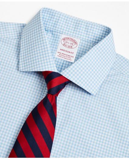 Stretch Madison Relaxed-Fit Dress Shirt, Non-Iron Poplin English Collar Gingham, image 2