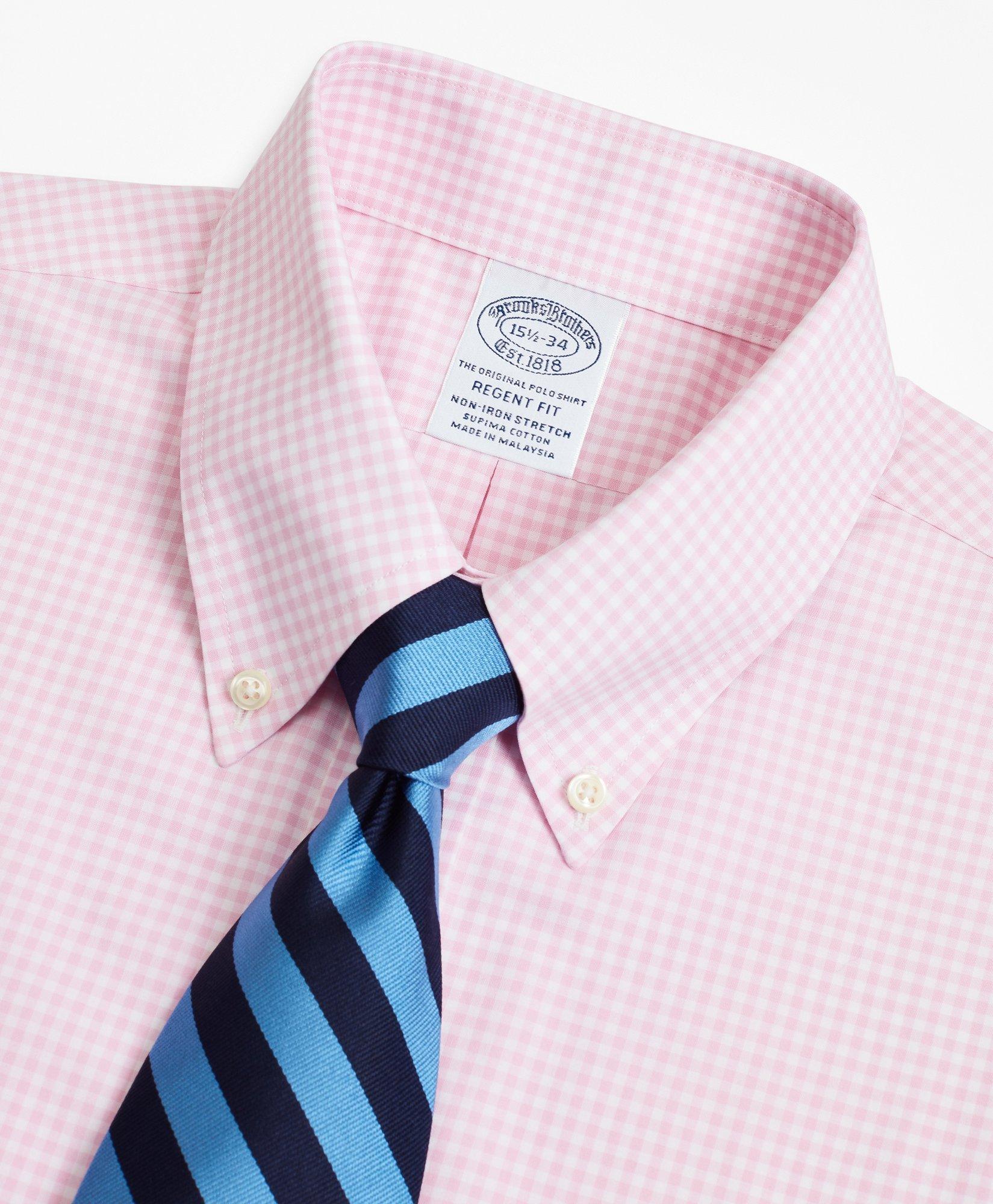 Mens pink gingham dress hot sale shirt