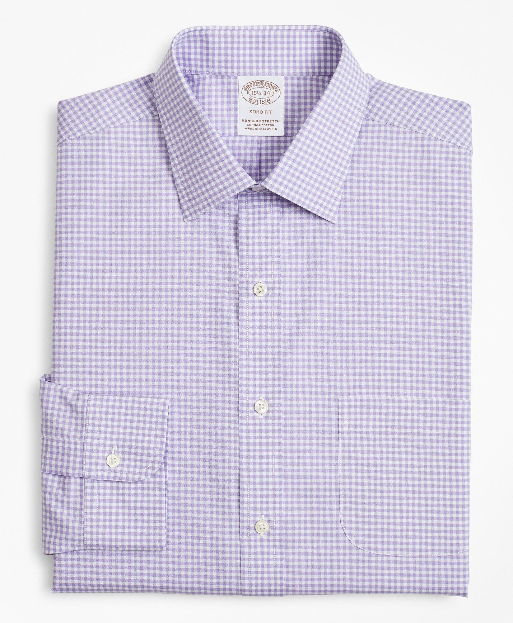 Stretch Soho Extra-Slim-Fit Dress Shirt, Non-Iron Poplin Ainsley Collar Gingham, image 4