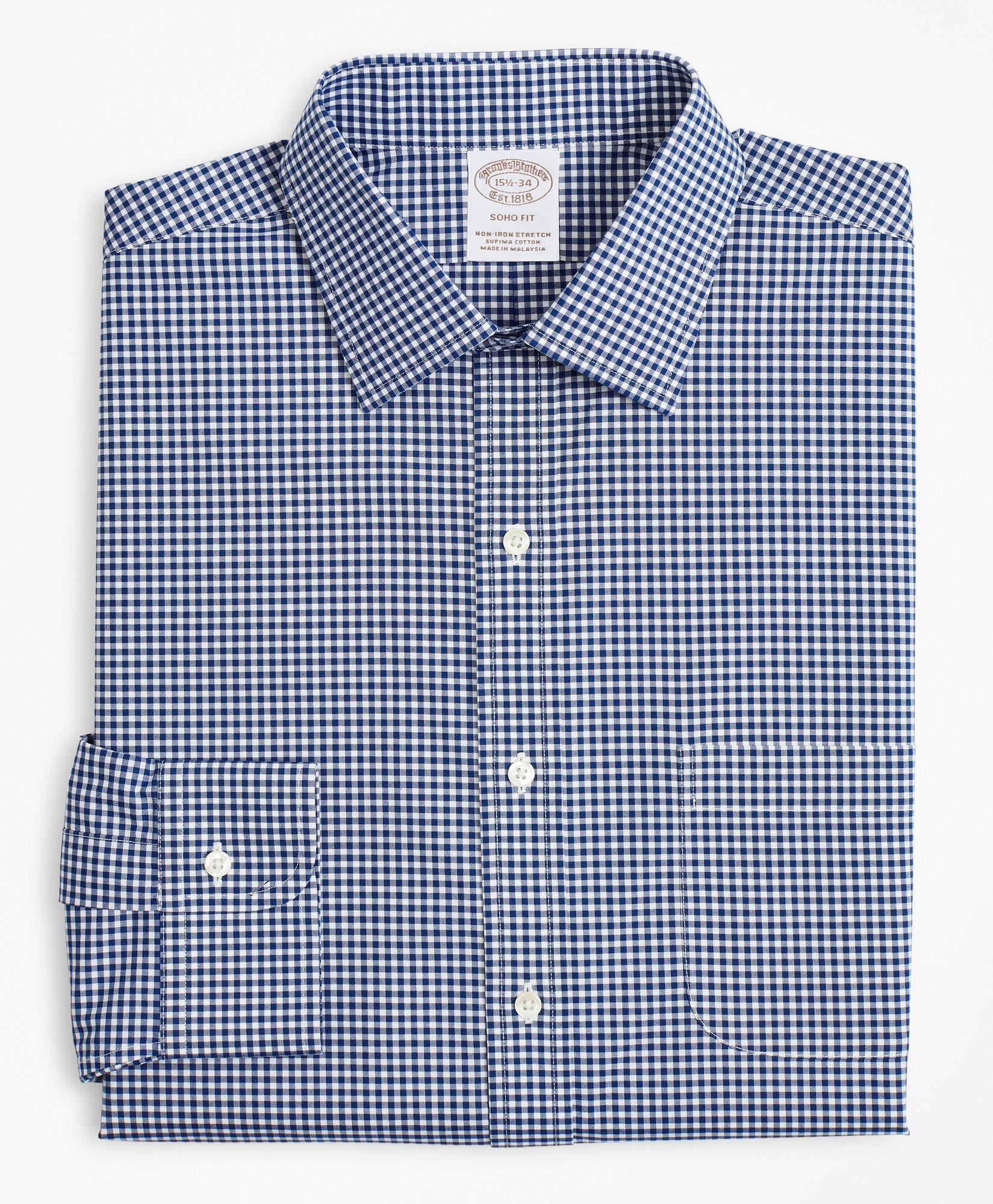 Stretch Soho Extra-Slim-Fit Dress Shirt, Non-Iron Poplin Ainsley Collar Gingham, image 4