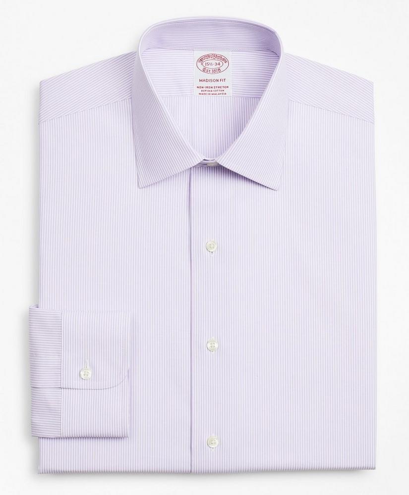 Stretch Madison Relaxed-Fit Dress Shirt, Non-Iron Poplin Ainsley Collar Fine Stripe, image 4