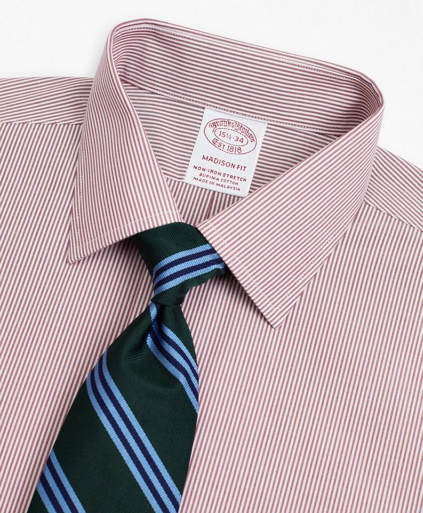 Stretch Madison Relaxed-Fit Dress Shirt, Non-Iron Poplin Ainsley Collar Fine Stripe, image 2