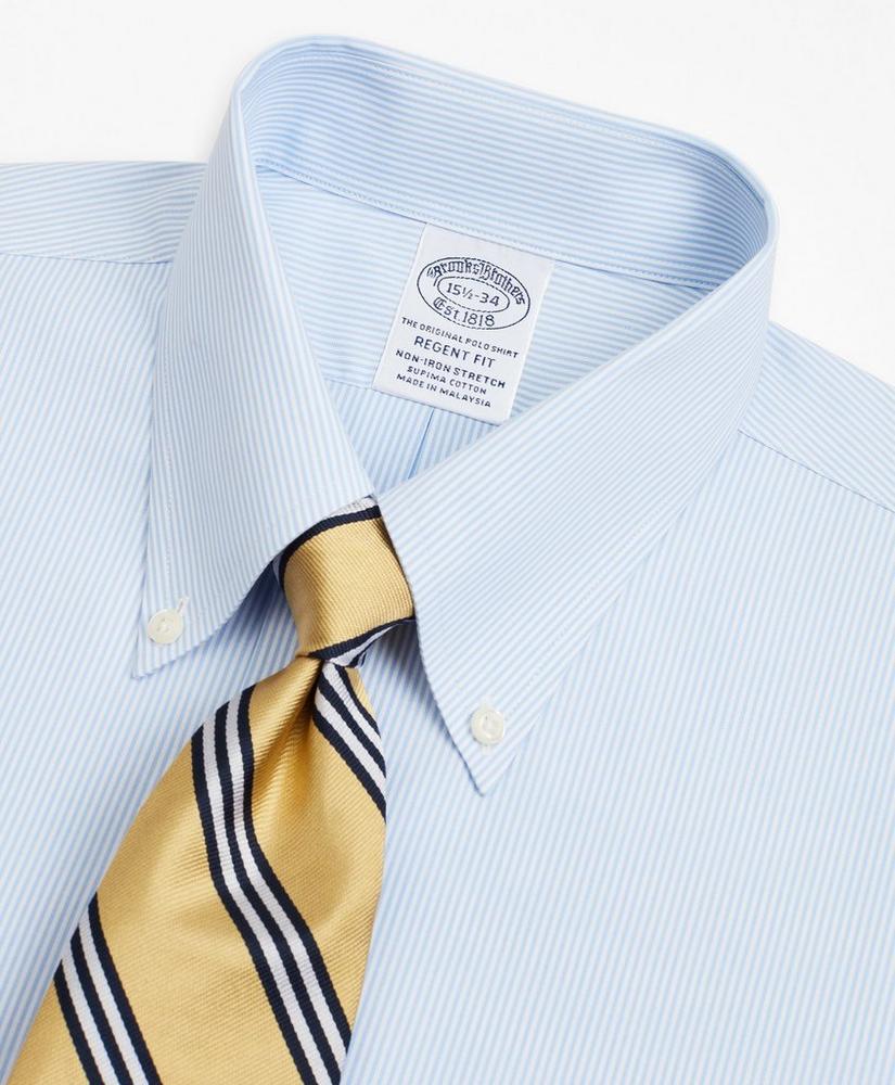 Stretch Regent Regular-Fit  Dress Shirt, Non-Iron Poplin Button-Down Collar Fine Stripe, image 2