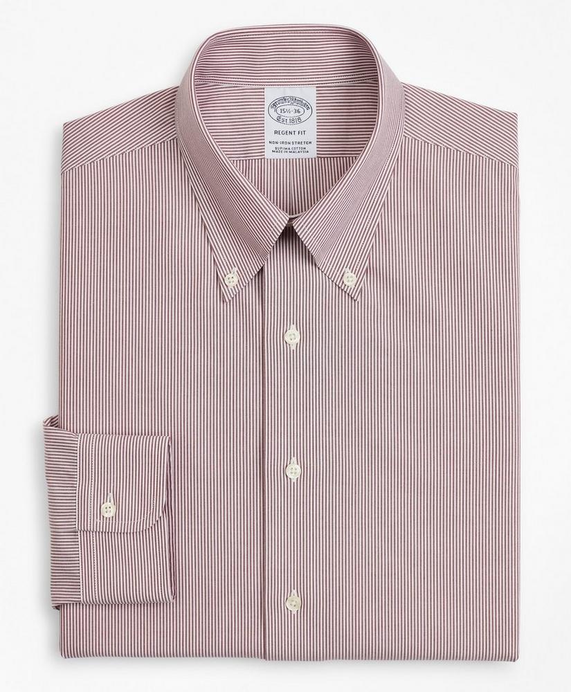Stretch Regent Regular-Fit  Dress Shirt, Non-Iron Poplin Button-Down Collar Fine Stripe, image 4