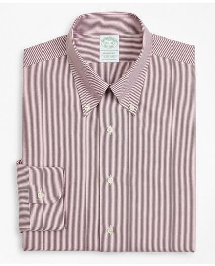Stretch Milano Slim-Fit Dress Shirt, Non-Iron Poplin Button-Down Collar Fine Stripe, image 4