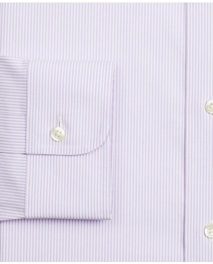 Stretch Milano Slim-Fit Dress Shirt, Non-Iron Poplin English Collar Fine Stripe, image 3
