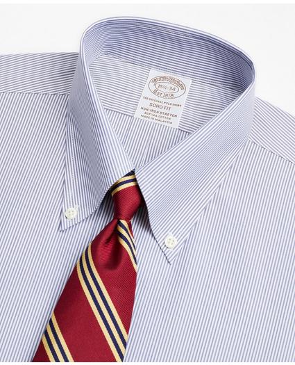 Stretch Soho Extra-Slim-Fit Dress Shirt, Non-Iron Poplin Button-Down Collar Fine Stripe, image 2